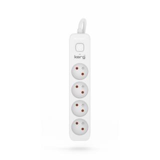 Przedłużacz KERG z wyłącznikiem M02398 4-gniazdowy 10m 3×1,5mm2 H05VV-F 16A/250V biały