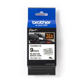 Taśma Brother P-Touch TZe-FX221 9mm x 8m (TZEFX221) - biała, czarny nadruk