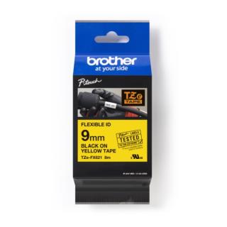 Taśma Brother P-Touch TZe-FX621 9mm x 8m (TZEFX621) - żółta, czarny nadruk