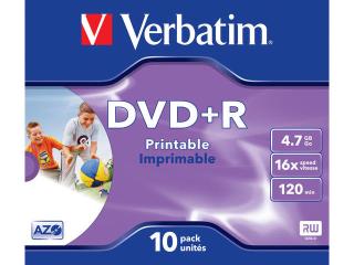 Płyty DVD+R Verbatim 4.7GB X16 printable (10 Jewel Case)