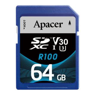 Karta pamięci SDXC Apacer R100 64GB (100/80 MB/s) Class 10 UHS-I U3 V30