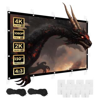 Ekran projekcyjny Maclean MC-168, 150", 300x220cm, obramowanie 25mm 4:3, haczyki do naciągu