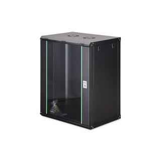 Szafa sieciowa wisząca jednosekcyjna DIGITUS Dynamic 19" 16U, 600x450, drzwi szyba, czarny, niezmontowana, 60kg
