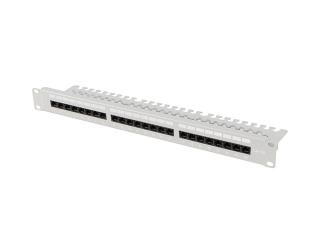 Patch panel 24 Lanberg port 1U 19" kat.6a UTP z organizerem kablowym szary