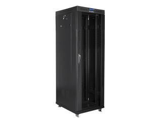 Szafa instalacyjna Rack stojąca 19" 37U 600x800 czarna drzwi szklane LCD Lanberg (flat pack)