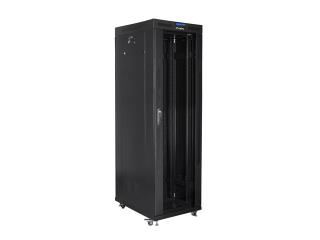 Szafa instalacyjna Rack stojąca 19" 42U 800x800 czarna drzwi szklane LCD Lanberg (flat pack)