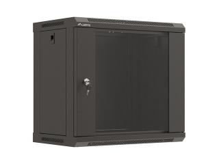 Szafa instalacyjna Rack wisząca 19" 9U 540x350 czarna Drzwi przeszklone Lanberg (flat pack)