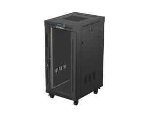 Szafa instalacyjna Rack Stojąca Lanberg 19" 24U 600x800 czarna drzwi przeszklone LCD (Flat Pack) v2