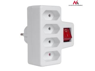 Gniazdko prądowe Maclean MCE217 poczwórne z wyłącznikiem 4x2,5A wtyk uniwersalny 