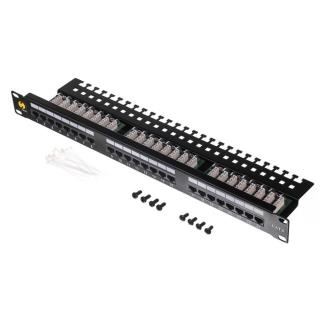 Patch panel 19'' Netrack 24-porty kat. 6 UTP,  z półką