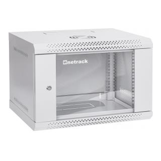 Szafa wisząca RACK 19" 6U, 400mm, Netrack ECO-Line, szara, drzwi przeszklone