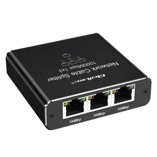 Switch niezarządzalny Qoltec mini rozdzielacz splitter 1x3 port RJ45 | 1000Mbps | USB-C | Aluminium