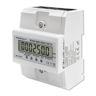 Miernik zużycia enrgii Qoltec na szynę DIN | Trójfazowy elektroniczny licznik | 400V | 100A | LCD | 4P