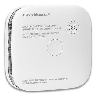 Czujnik dymu Qoltec z baterią | Tuya | Wi-Fi | alarm 85dB | LED
