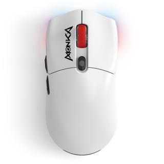 Mysz bezprzewodowa Monka GURU optyczna 26000dpi 2.4 GHz + Bluetooth biała AKUMULATOR 6 przycisków gaming PixArt PAW3395 Kailh